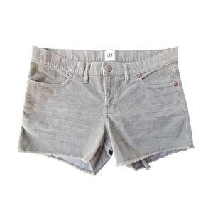 GAP Womens Olive‎ Corduroy Shorts Size 8 Low Rise Frayed Hem Casual Stretch